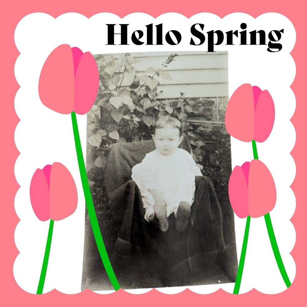 Cute Baby Sitting On Chair Postcard RPPC c1910s AZO 4 Arrows Pointing Up White